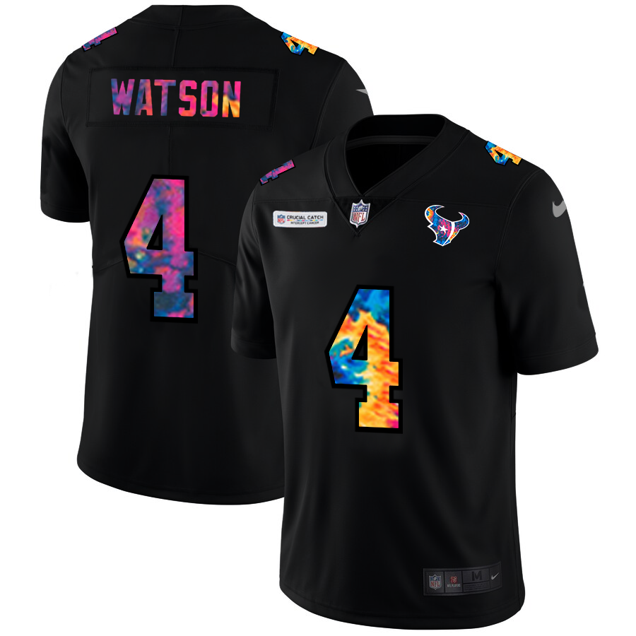 NFL Houston Texans #4 Deshaun Watson Men Nike MultiColor Black 2020  Crucial Catch Vapor Untouchable Limited Jersey->kansas city chiefs->NFL Jersey